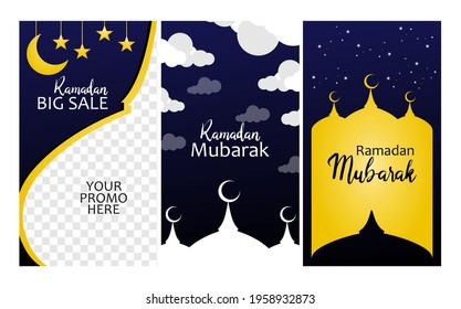 Ramadan social media post template banners for advertising. Editable vector illustration