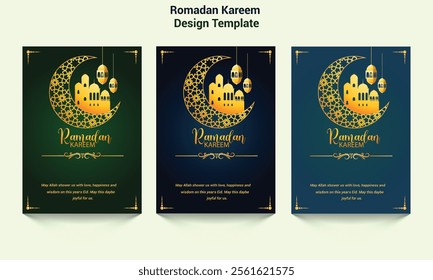 Ramadan social media posts template and Ramadan kareem islamic festival social media post design template,Islamic greetings ramadan kareem card design template. 