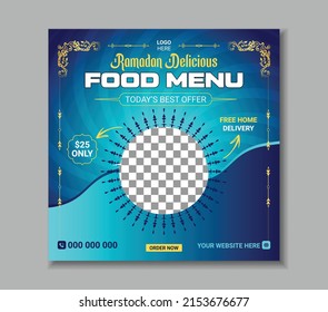 Ramadan special delicious food menu sale social media posts and web banner template design