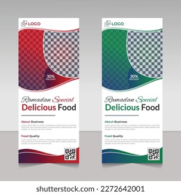 Ramadan spezielle leckere Speisen Post Roll-up Banner Restaurant-Vorlage Design
