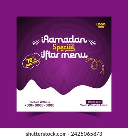 Ramadan special iftar food menu banner design and social media post template