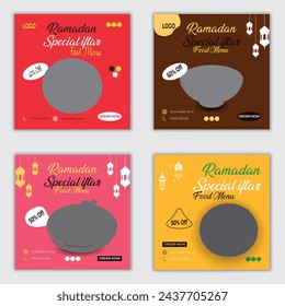 Ramadan special iftar food menu set social media post template