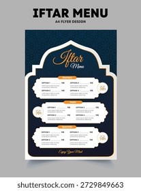 Ramadan special offer iftar menu template for Iftar with traditional food and drinks	