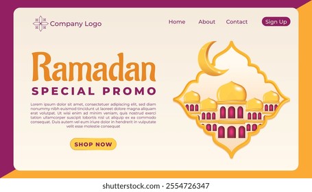 Ramadan special promo landing page design template	
