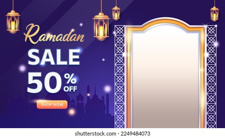 ramadan special sale template design set collection. Super sale ramadan. up to 50% off