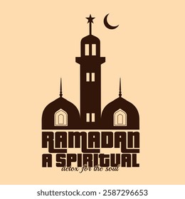 Ramadan a spiritual detox for the soul, Ramadan decorative religious vector with Islamic mosque and moon illustrations
