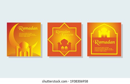 Ramadan square banner with mosque elements. Islamic social media post templates. modern web banner design. vector illustration