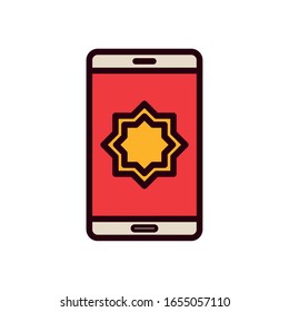 Ramadan-Stern in der Smartphone-Linie und füllen Stil-Icon-Design, islamische muslime Religion Kultur Glauben religiösen Glauben Gott spirituelle Meditation und traditionelle Thema Vektorillustration Illustration