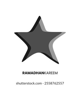 Ramadan star monochrome icon. Embossed black white vector illustration. Editable graphic resources for many purposes.