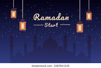 Ramadan start poster greeting card
