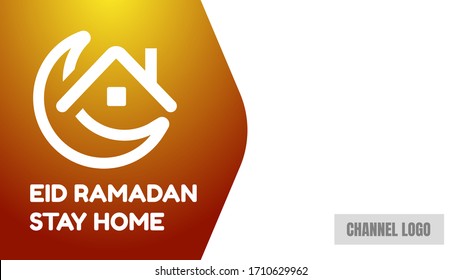 ramadan stay home cover, thumbnail social media coronavirus concept vector illustration