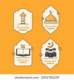 ramadan sticker collection with islamic icon illustration
