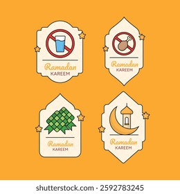 ramadan sticker collection with islamic icon vector