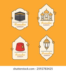 ramadan sticker collection vector design