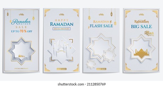 Ramadan stories sale social media posts template collection set