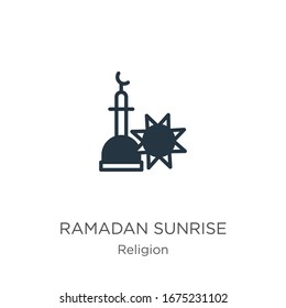 Ramadan sunrise icon vector. Trendy flat ramadan sunrise icon from religion collection isolated on white background. Vector illustration can be used for web and mobile graphic design, logo, eps10