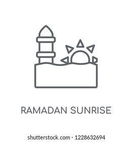 Ramadan Sunrise linear icon. Modern outline Ramadan Sunrise logo concept on white background from Religion-2 collection. Suitable for use on web apps, mobile apps and print media.