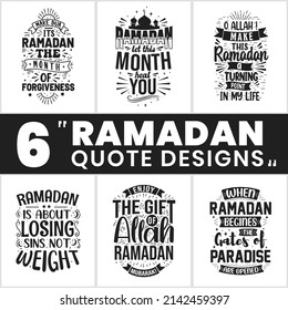 Ramadan SVG Bundle, Ramadan Typografie Set. 6 islamische Typografie-Zitate