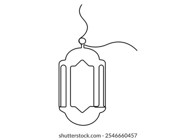 Ramadan symbol continuous one line drawing. Ramadan Kareem and Eid banner in simple outline vector illustration
