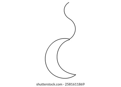 Ramadan symbol continuous one line drawing of moon icon Eid in simple outline vector illustration
