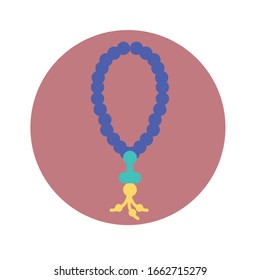 ramadan tasbih icon over white background, block style, vector illustration
