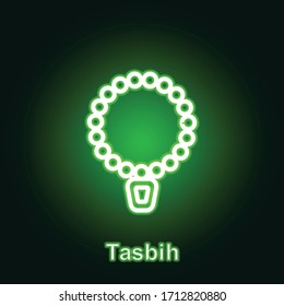 Ramadan tasbih outline neon icon. Element of Ramadan day illustration icon. Signs and symbols can be used for web, logo, mobile app, UI, UX