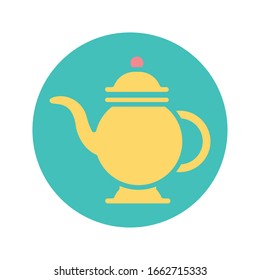 ramadan teapot over white background, block style icon, vector illustration