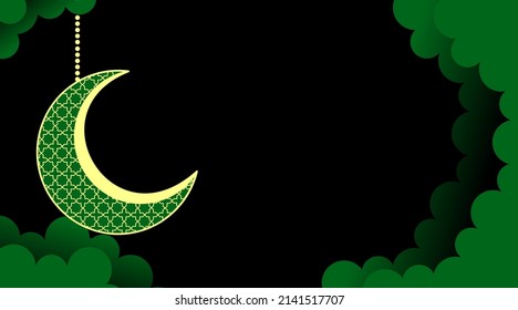 Ramadan template with black Background and crescent moon illustration. suitable for Banners, Posters, Greeting Cards. Vector Illustration.