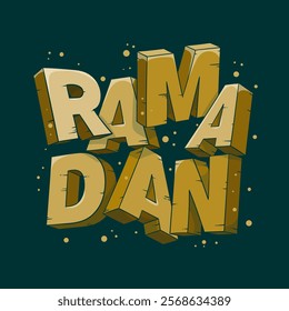 Ramadan template design with gold 3d letter style in irregular position. good template for ramadan kareem template design