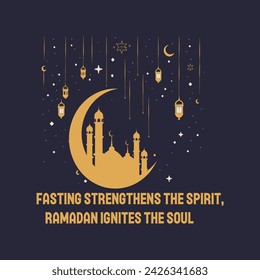 Ramadan template illustration. Ramadan typography quotes. Ramadan Kareem Set of template