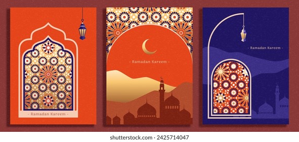 Ramadan templates with beautiful Arabesque patterns design.