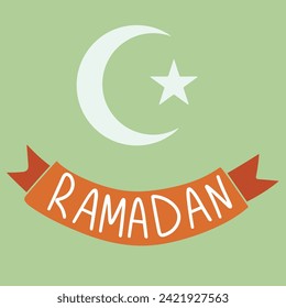 Ramadan text banner inscription. Handwriting holiday Ramadan. Hand drawn vector art