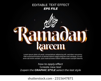 ramadan text effect, font editable, typography, 3d text. vector template