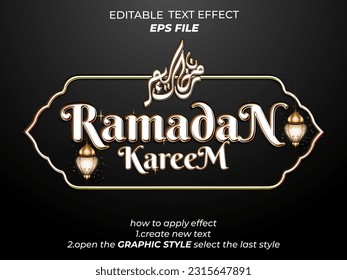 ramadan text effect, font editable, typography, 3d text. vector template