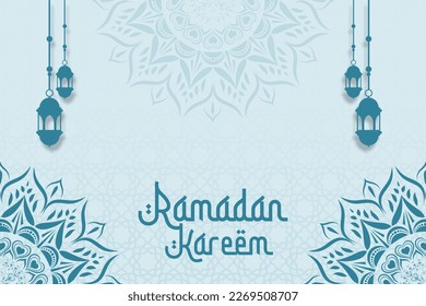 Ramadan theme background with ornaments and lanterns