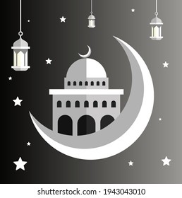 Ramadan with the theme "black and white" vector design illustration