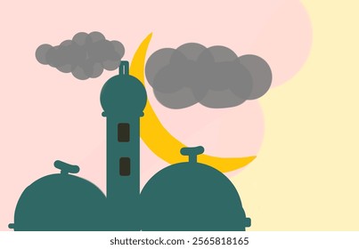 ramadan theme card.ramadan banner. mosque and moon symbol of muslim day.ied mubarak.vector ramadan eps