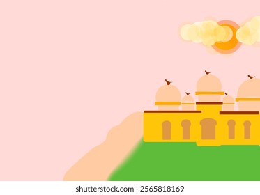 ramadan theme card.ramadan banner. mosque and moon symbol of muslim day.ied mubarak.vector ramadan eps