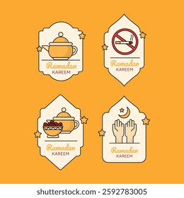 Ramadan theme hand drawn icon, Islamic badge collection design