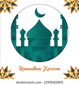 Ramadan theme mosque illustration poster