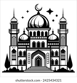 Ilustración vectorial de mezquita de tema de Ramadán
