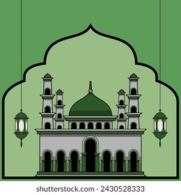 Ramadan theme mosque vector illustration.