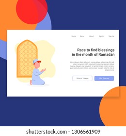 Ramadan Theme Web Landing Page UI Design Template Illustration