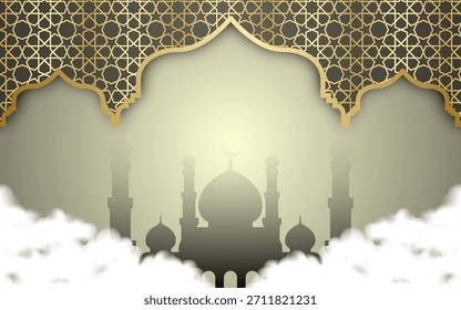 Projeto temático Ramadã com fundo islâmico. Ilustração vetorial.