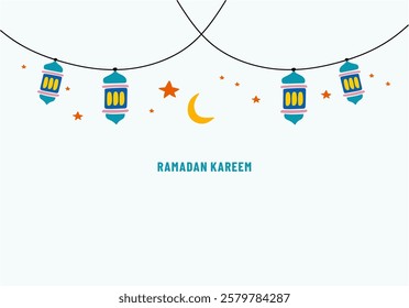 Ramadan themed illustration with a pastel colour background.