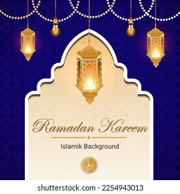 Ramadan themed with lantern elements, Muslims greeting card, Islamic themed backgrounds with moon, islamic festival media social banner, Eid Mubarak theme background template, greetings and others the