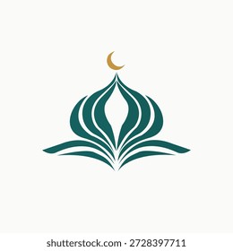 Logotipo temático do Ramadã com a forma de uma cúpula de mesquita com um estilo de linha em forma de uma cúpula magnífica