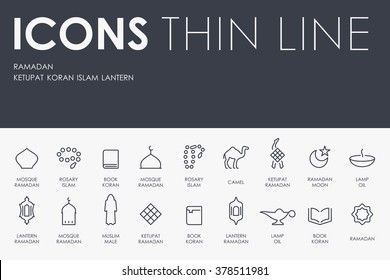 Ramadan Thin Line Icons