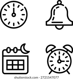 Conjunto de Ícones de Linha de Horário e Programação do Ramadã