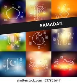 ramadan timeline presentations with blurred unfocused background